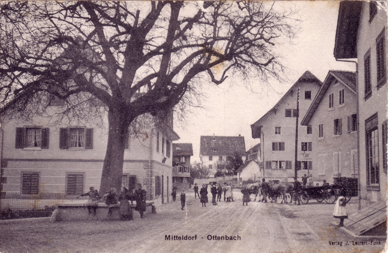 Datei:Gescanntes Foto-7 Ottenbach Dorfkern Posstempel 22.5.05 1905 Alte Linde.jpg
